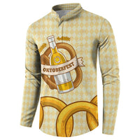 Oktoberfest Button Sweatshirt with Beer Bottle and Pretzel Illustration Beige Diamond - Wonder Print Shop