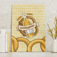 Oktoberfest Canvas Wall Art with Beer Bottle and Pretzel Illustration Beige Diamond - Wonder Print Shop