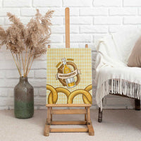 Oktoberfest Canvas Wall Art with Beer Bottle and Pretzel Illustration Beige Diamond - Wonder Print Shop