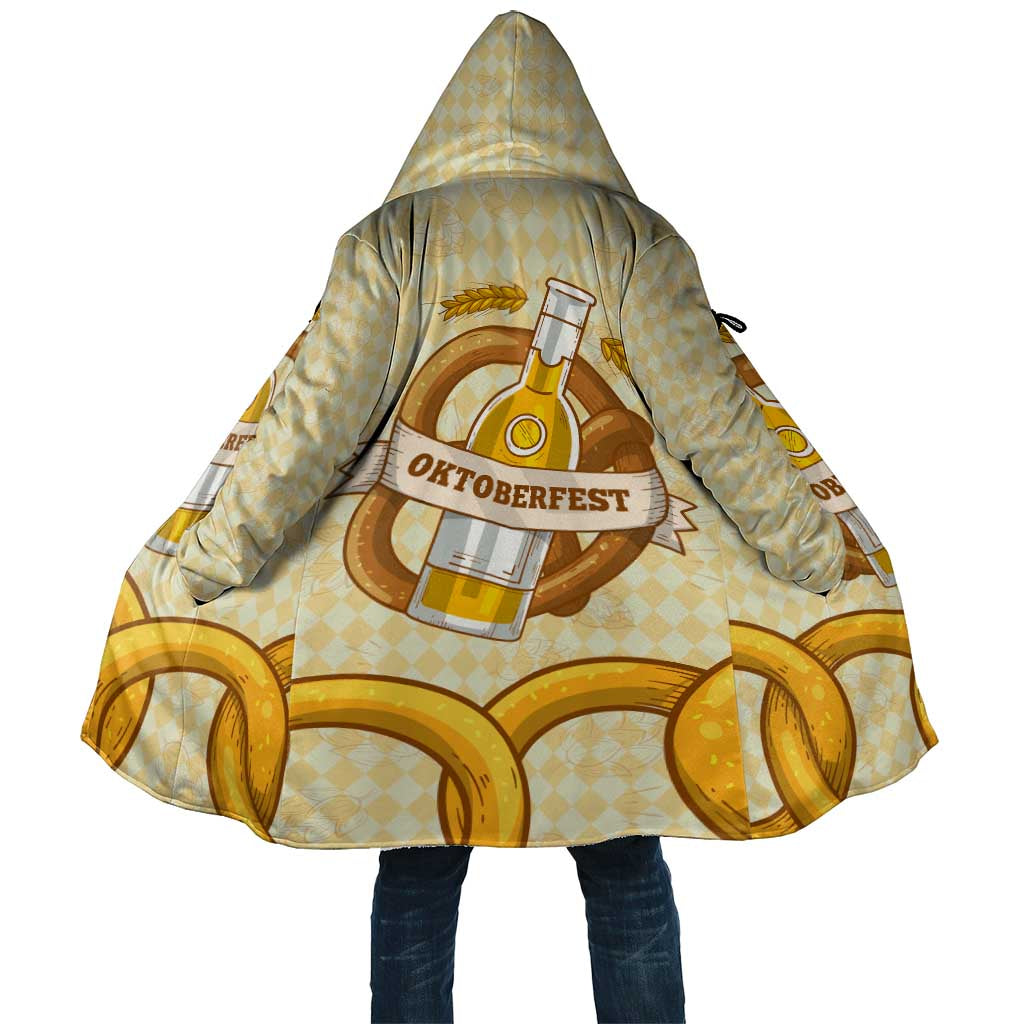 Oktoberfest Cloak with Beer Bottle and Pretzel Illustration Beige Diamond - Wonder Print Shop
