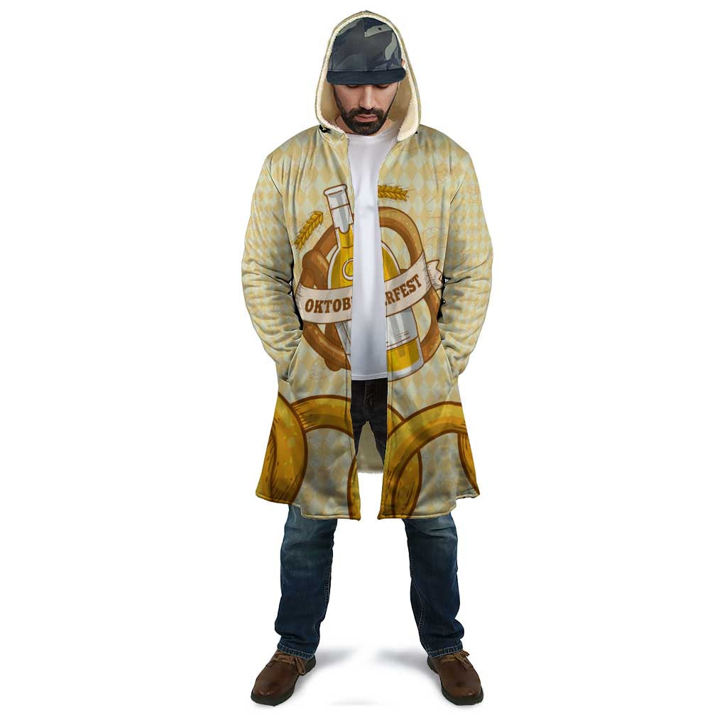 Oktoberfest Cloak with Beer Bottle and Pretzel Illustration Beige Diamond - Wonder Print Shop