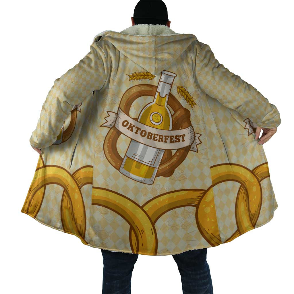 Oktoberfest Cloak with Beer Bottle and Pretzel Illustration Beige Diamond - Wonder Print Shop