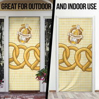 Oktoberfest Door Cover with Beer Bottle and Pretzel Illustration Beige Diamond - Wonder Print Shop