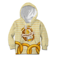 Oktoberfest Kid Hoodie with Beer Bottle and Pretzel Illustration Beige Diamond - Wonder Print Shop