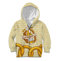 Oktoberfest Kid Hoodie with Beer Bottle and Pretzel Illustration Beige Diamond - Wonder Print Shop