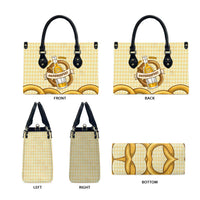 Oktoberfest Leather Bag with Beer Bottle and Pretzel Illustration Beige Diamond - Wonder Print Shop