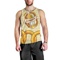Oktoberfest Men Tank Top with Beer Bottle and Pretzel Illustration Beige Diamond - Wonder Print Shop