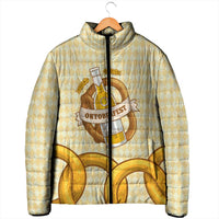 Oktoberfest Padded Jacket with Beer Bottle and Pretzel Illustration Beige Diamond - Wonder Print Shop