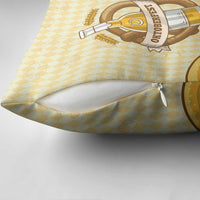 Oktoberfest Pillow Cover with Beer Bottle and Pretzel Illustration Beige Diamond - Wonder Print Shop