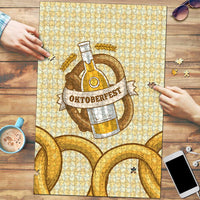 Oktoberfest Puzzle with Beer Bottle and Pretzel Illustration Beige Diamond - Wonder Print Shop