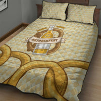 Oktoberfest Quilt Bed Set with Beer Bottle and Pretzel Illustration Beige Diamond - Wonder Print Shop