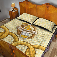Oktoberfest Quilt Bed Set with Beer Bottle and Pretzel Illustration Beige Diamond - Wonder Print Shop