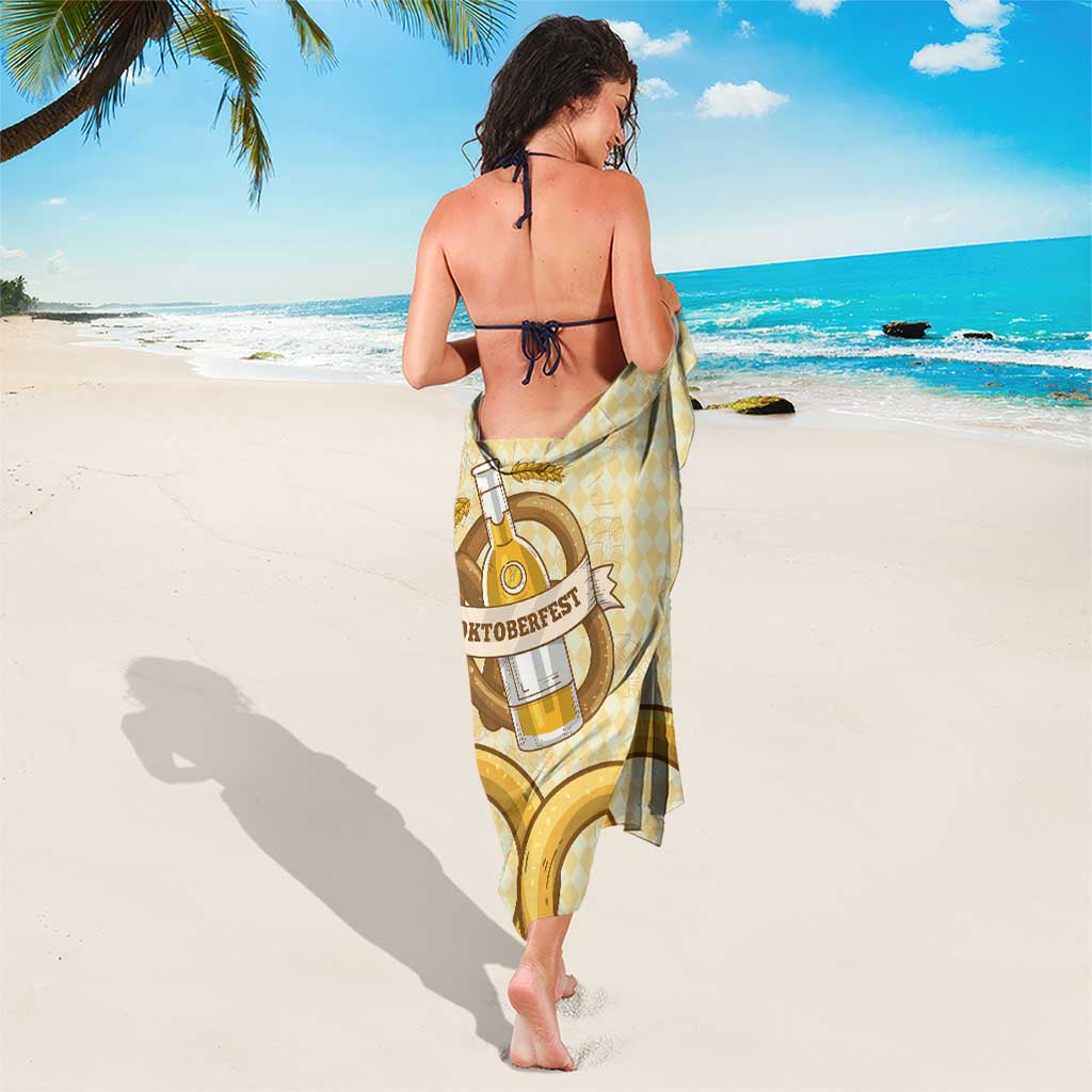 Oktoberfest Sarong with Beer Bottle and Pretzel Illustration Beige Diamond - Wonder Print Shop