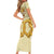 Oktoberfest Short Sleeve Bodycon Dress with Beer Bottle and Pretzel Illustration Beige Diamond - Wonder Print Shop