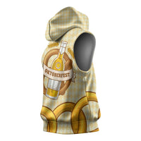 Oktoberfest Sleeveless Hoodie with Beer Bottle and Pretzel Illustration Beige Diamond - Wonder Print Shop