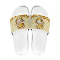 Oktoberfest Slide Sandals with Beer Bottle and Pretzel Illustration Beige Diamond - Wonder Print Shop