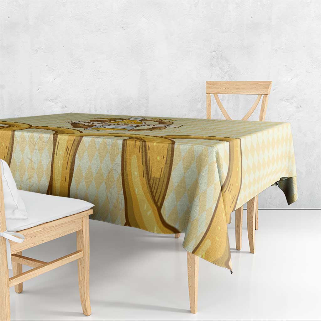 Oktoberfest Tablecloth with Beer Bottle and Pretzel Illustration Beige Diamond - Wonder Print Shop