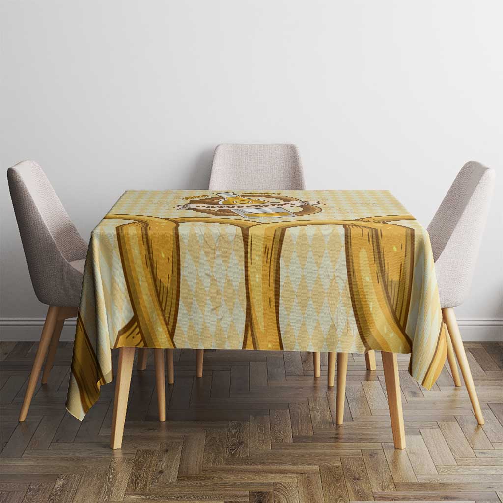 Oktoberfest Tablecloth with Beer Bottle and Pretzel Illustration Beige Diamond - Wonder Print Shop