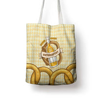 Oktoberfest Tote Bag with Beer Bottle and Pretzel Illustration Beige Diamond - Wonder Print Shop