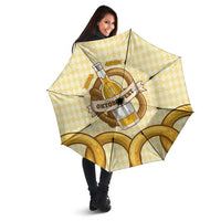 Oktoberfest Umbrella with Beer Bottle and Pretzel Illustration Beige Diamond - Wonder Print Shop
