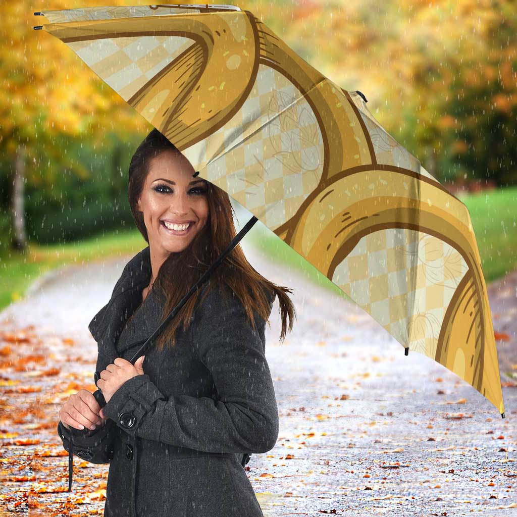 Oktoberfest Umbrella with Beer Bottle and Pretzel Illustration Beige Diamond - Wonder Print Shop