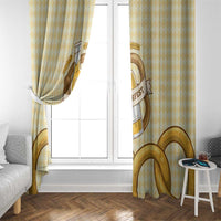 Oktoberfest Window Curtain with Beer Bottle and Pretzel Illustration Beige Diamond - Wonder Print Shop
