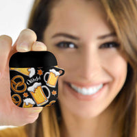 Oktoberfest AirPods Case with Beer Mug and Pretzel Illustration Black Festive - Wonder Print Shop