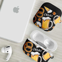 Oktoberfest AirPods Case with Beer Mug and Pretzel Illustration Black Festive - Wonder Print Shop