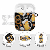 Oktoberfest AirPods Case with Beer Mug and Pretzel Illustration Black Festive - Wonder Print Shop
