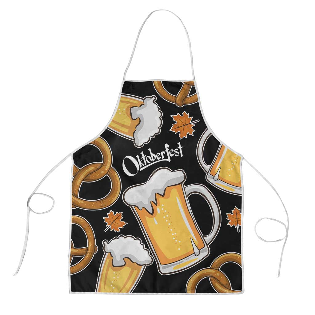 Oktoberfest Apron with Beer Mug and Pretzel Illustration Black Festive - Wonder Print Shop