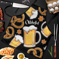 Oktoberfest Apron with Beer Mug and Pretzel Illustration Black Festive - Wonder Print Shop