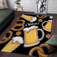 Oktoberfest Area Rug with Beer Mug and Pretzel Illustration Black Festive - Wonder Print Shop