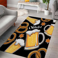 Oktoberfest Area Rug with Beer Mug and Pretzel Illustration Black Festive - Wonder Print Shop