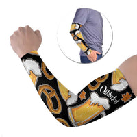 Oktoberfest Arm Sleeves with Beer Mug and Pretzel Illustration Black Festive - Wonder Print Shop