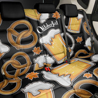 Oktoberfest Back Car Seat Cover with Beer Mug and Pretzel Illustration Black Festive - Wonder Print Shop