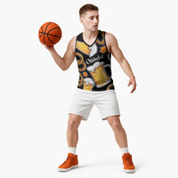 Oktoberfest Basketball Jersey with Beer Mug and Pretzel Illustration Black Festive - Wonder Print Shop