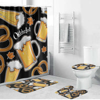 Oktoberfest Bathroom Set with Beer Mug and Pretzel Illustration Black Festive - Wonder Print Shop