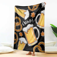 Oktoberfest Blanket with Beer Mug and Pretzel Illustration Black Festive - Wonder Print Shop