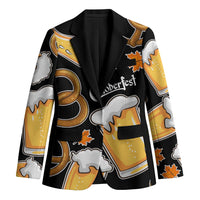 Oktoberfest Blazer with Beer Mug and Pretzel Illustration Black Festive - Wonder Print Shop