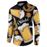 Oktoberfest Button Sweatshirt with Beer Mug and Pretzel Illustration Black Festive - Wonder Print Shop