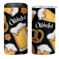 Oktoberfest 4 in 1 Can Cooler Tumbler with Beer Mug and Pretzel Illustration Black Festive - Wonder Print Shop