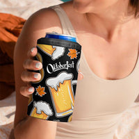 Oktoberfest 4 in 1 Can Cooler Tumbler with Beer Mug and Pretzel Illustration Black Festive - Wonder Print Shop