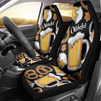 Oktoberfest Car Seat Cover with Beer Mug and Pretzel Illustration Black Festive - Wonder Print Shop