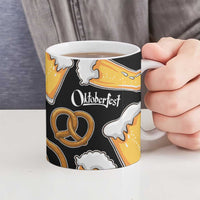 Oktoberfest Ceramic Mug with Beer Mug and Pretzel Illustration Black Festive - Wonder Print Shop