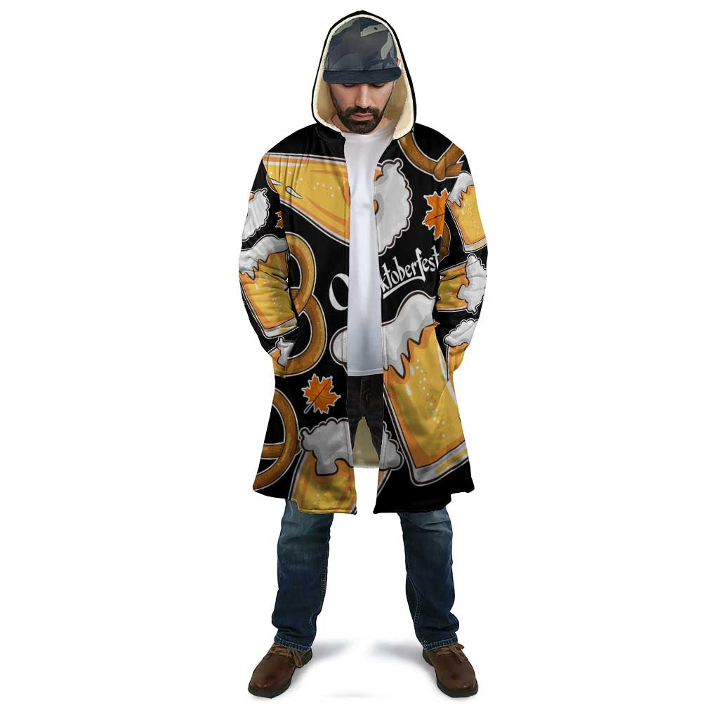 Oktoberfest Cloak with Beer Mug and Pretzel Illustration Black Festive - Wonder Print Shop