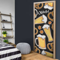 Oktoberfest Door Cover with Beer Mug and Pretzel Illustration Black Festive - Wonder Print Shop