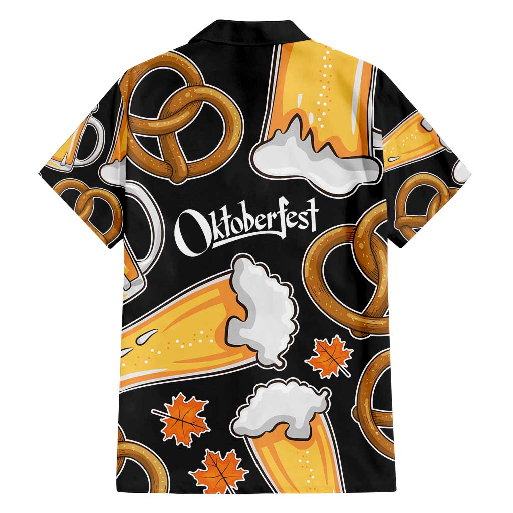Oktoberfest Family Matching Summer Maxi Dress and Hawaiian Shirt with Beer Mug and Pretzel Illustration Black Festive - Wonder Print Shop