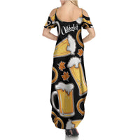 Oktoberfest Family Matching Summer Maxi Dress and Hawaiian Shirt with Beer Mug and Pretzel Illustration Black Festive - Wonder Print Shop