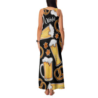 Oktoberfest Family Matching Tank Maxi Dress and Hawaiian Shirt with Beer Mug and Pretzel Illustration Black Festive - Wonder Print Shop