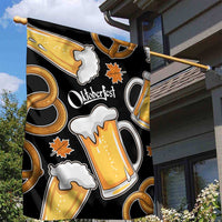 Oktoberfest Garden Flag with Beer Mug and Pretzel Illustration Black Festive - Wonder Print Shop